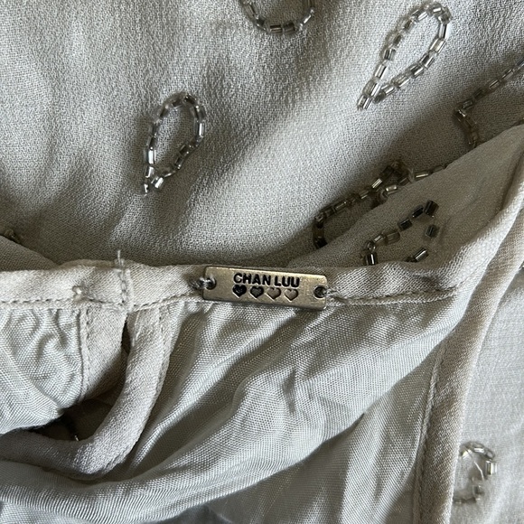 CHAN LUU sequin romper lunar rock silver beaded adjustable straps Sz XS - Picture 9 of 14